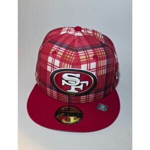 New Era men 59fifty San Francisco 49ers plaid red fitted 7 1/2 NFL